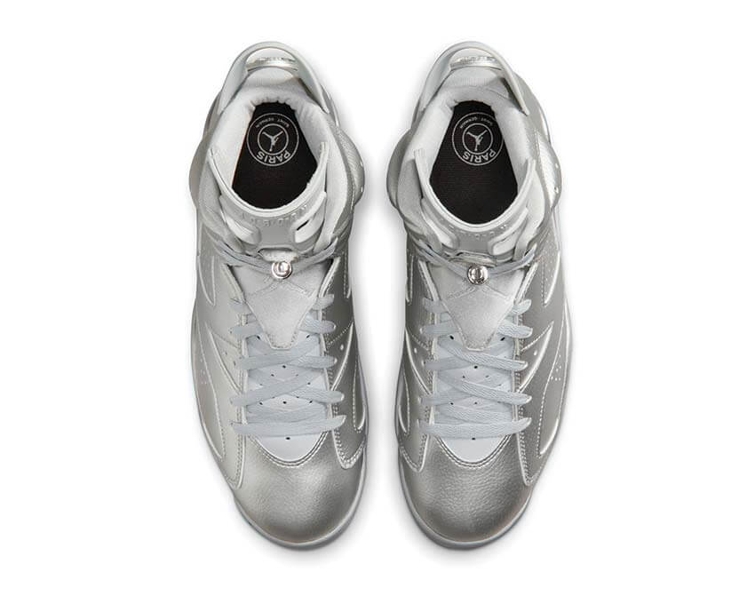 Air Jordan 6 Retro x PSG Metallic Silver vue arrière — talon Air Max Jordan x PSG
