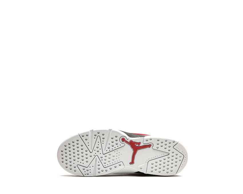 Air Jordan 6 Retro PS White Carmine Black — détail cuir et empiècement Carmine rouge