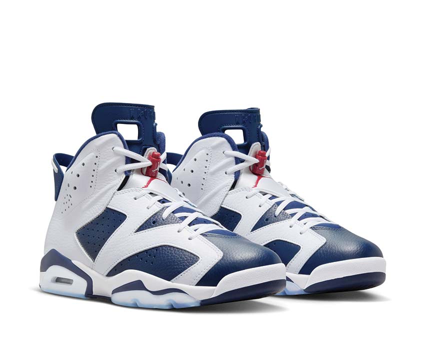 Jordan Air Jordan 6 Retro Carmine White Red Navy vue latérale — cuir premium homme