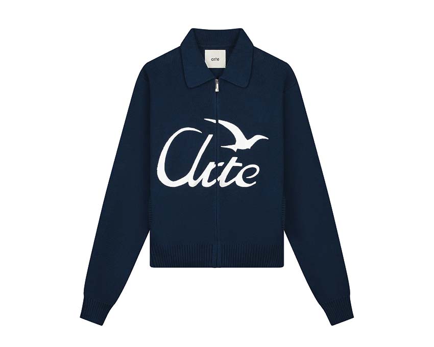 Arte Bird Logo Knit Navy — maglia unisex logo uccello
