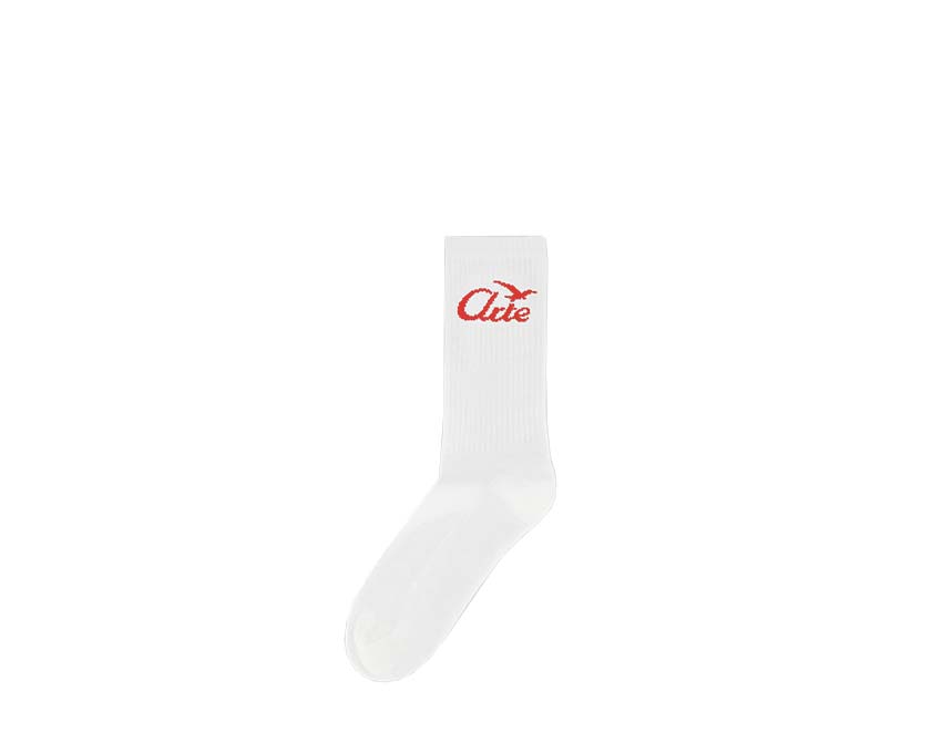 Arte Bird Logo Socks White — chaussettes unisexe logo oiseau brodé