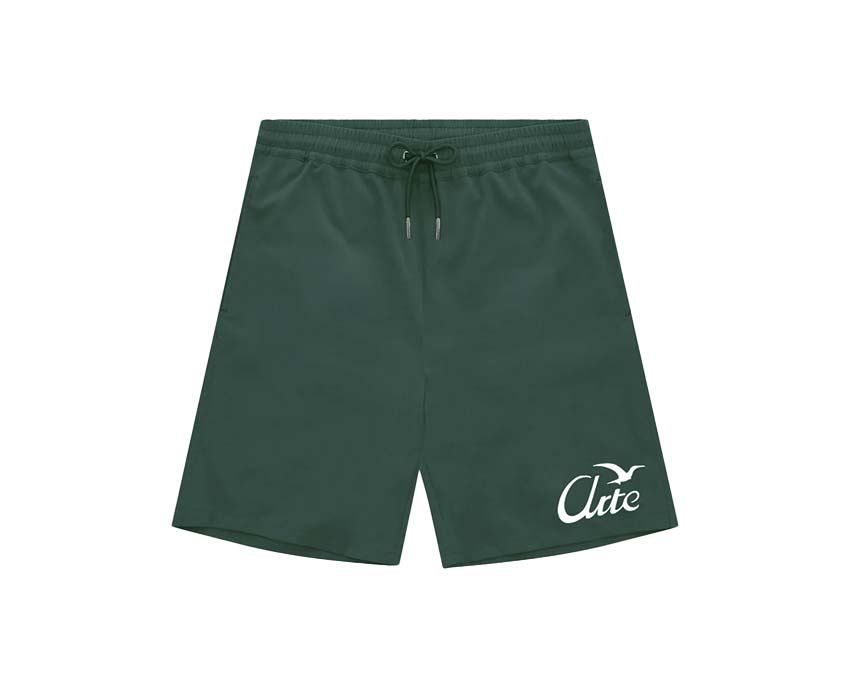 Arte Birds Logo Shorts Verde — shorts uomo con ricamo uccelli