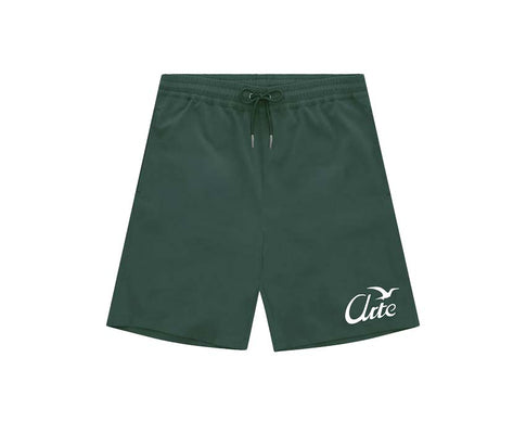Arte Birds Logo Shorts Verde — shorts uomo con ricamo uccelli