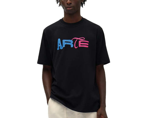 Arte Duo Print Logo T-shirt Black — t-shirt uomo doppia stampa logo