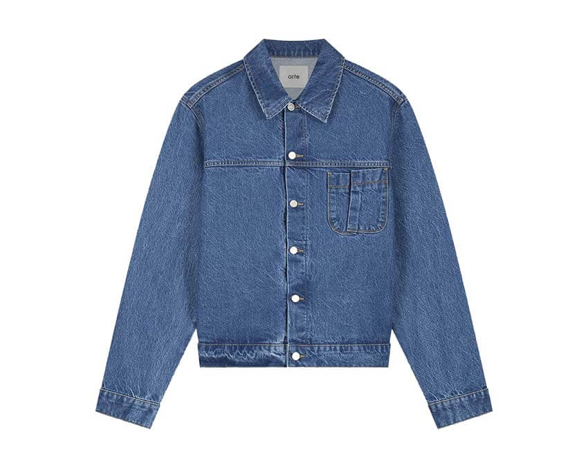 Arte Fold Pocket Denim Jacket — Herren-Jeansjacke gefaltete Taschen Workwear-Stil