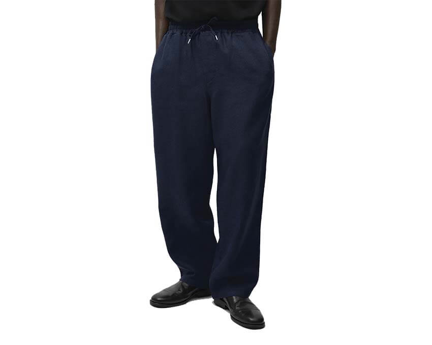 Arte Linen Pants Marine vue latérale — pantalon homme lin jambe droite