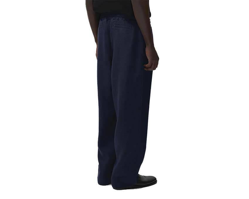 Arte Linen Pants Marine détail — finitions lin et poches latérales