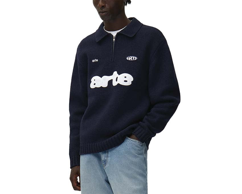 Arte Polo Navy vue latérale — polo homme coupe classique navy