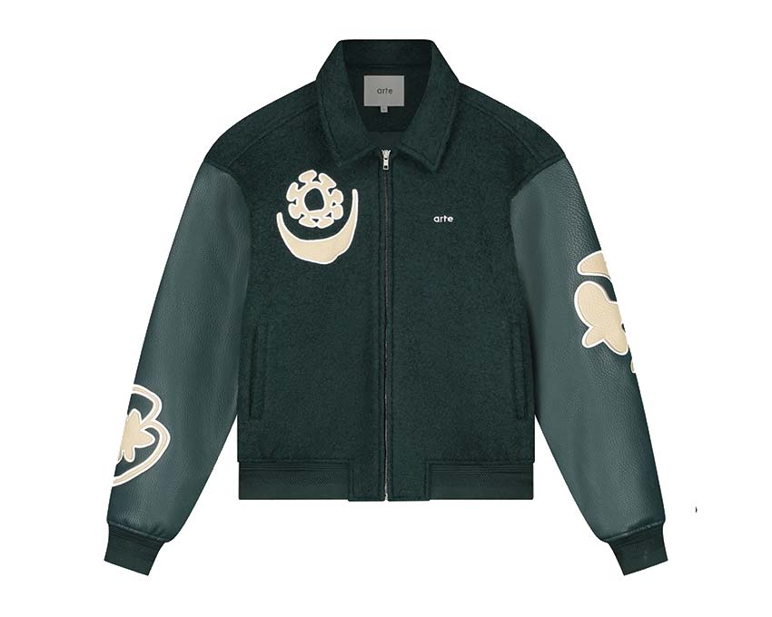 Arte Varsity Jacket Green — Unisex-Collegejacke grün Streetwear
