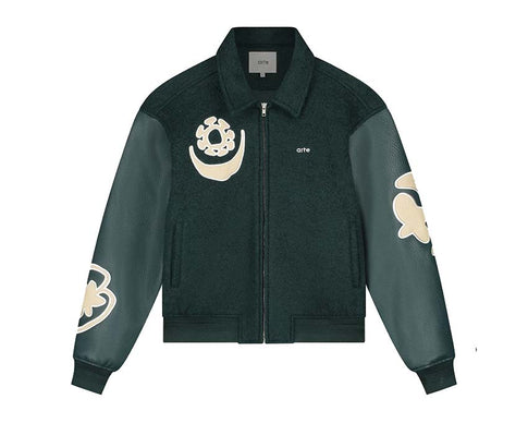 Arte Varsity Jacket Green — Unisex-Collegejacke grün Streetwear