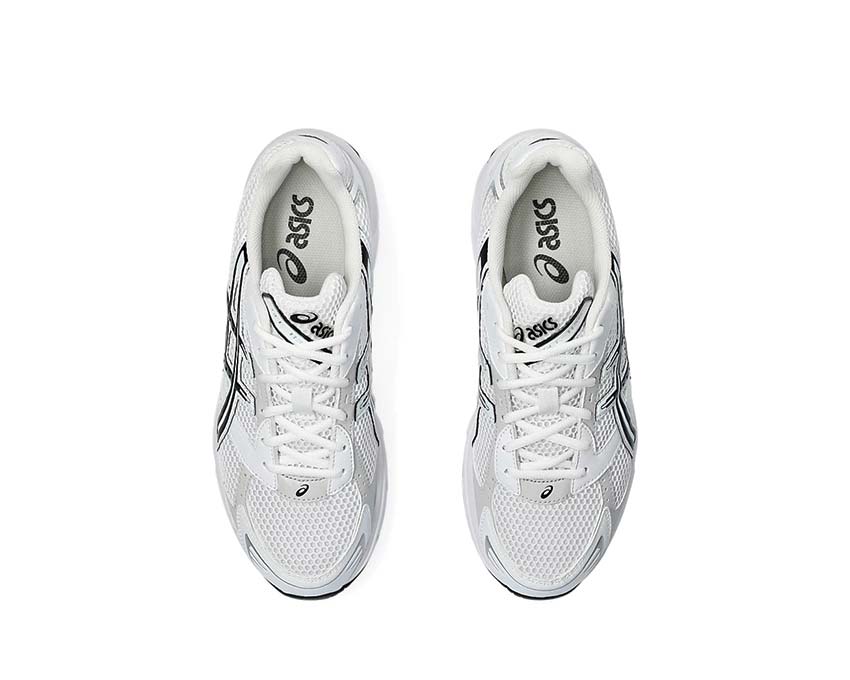 Asics Gel 1130 White/Black détail — mesh et cuir blanc vintage