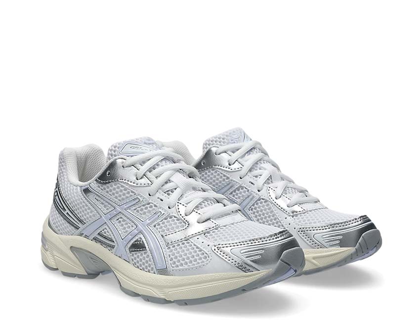 Asics Gel 1130 Blue Fade White/Blue Fade vista lateral — upper mesh y overlay retro