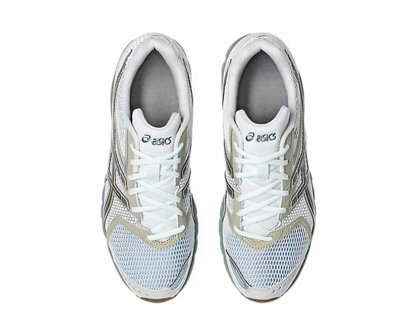 Asics Gel DS Trainer 14 Airy Blue/Clay Canyon détail — mesh et overlay TRUSSTIC