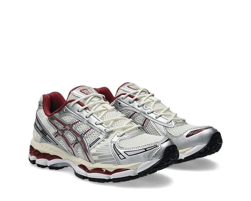 Asics Gel Kayano 12.1 Cream/Pure Silver vue latérale — tige mesh vintage