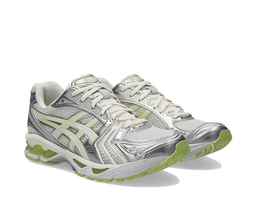 Asics Gel Kayano 14 Pistachio vue latérale — tige mesh vintage