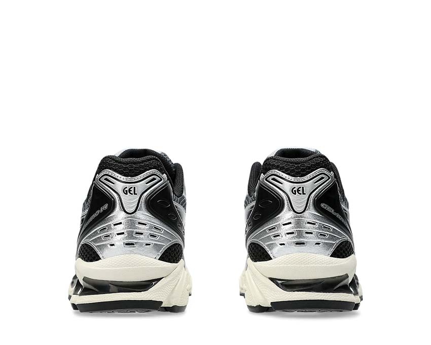 Asics Gel Kayano 14 Carrier Grey/Black détail — cuir premium et mesh