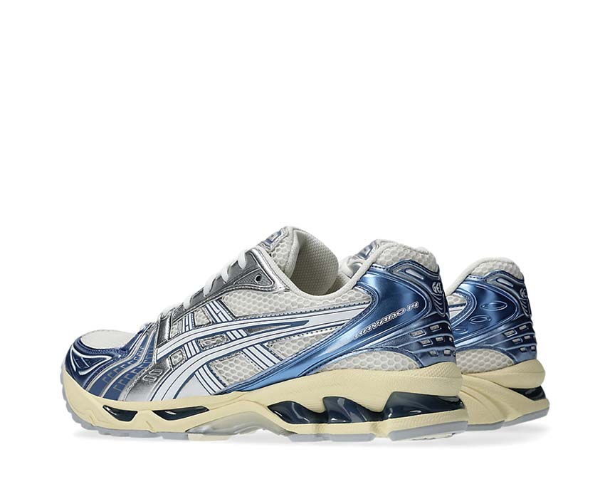 Asics Gel Kayano 14 Cream/Denim Blue Sohle — Gel-Dämpfung vorne und hinten