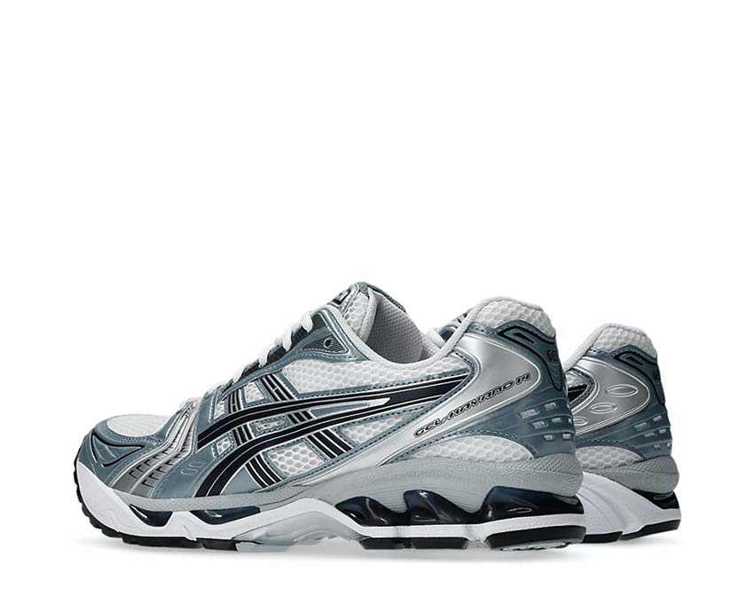 Asics Gel Kayano 14 White/Fjord Grey semelle — amorti Gel avant/arrière