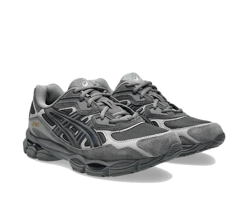 Asics Gel NYC Obsidian Grey vue latérale — tige mesh vintage