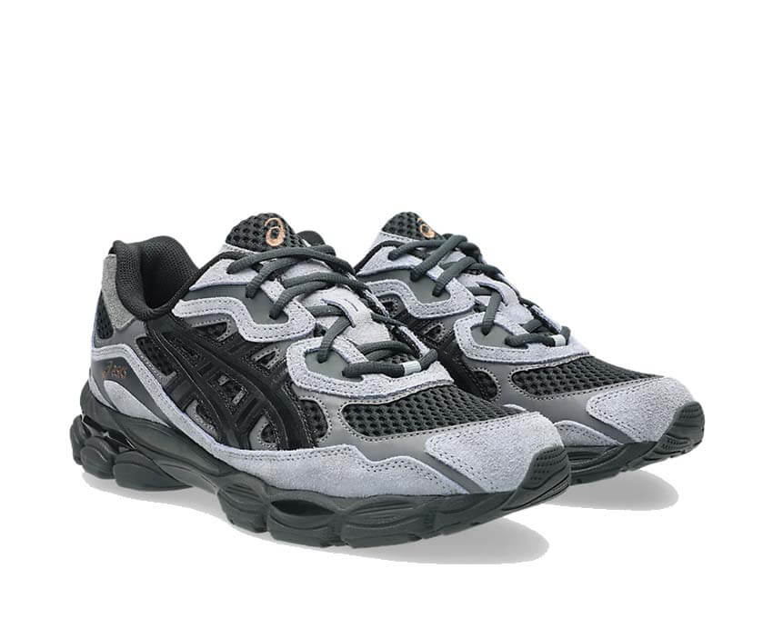 Asics Gel NYC Black vue latérale — tige mesh vintage all-black
