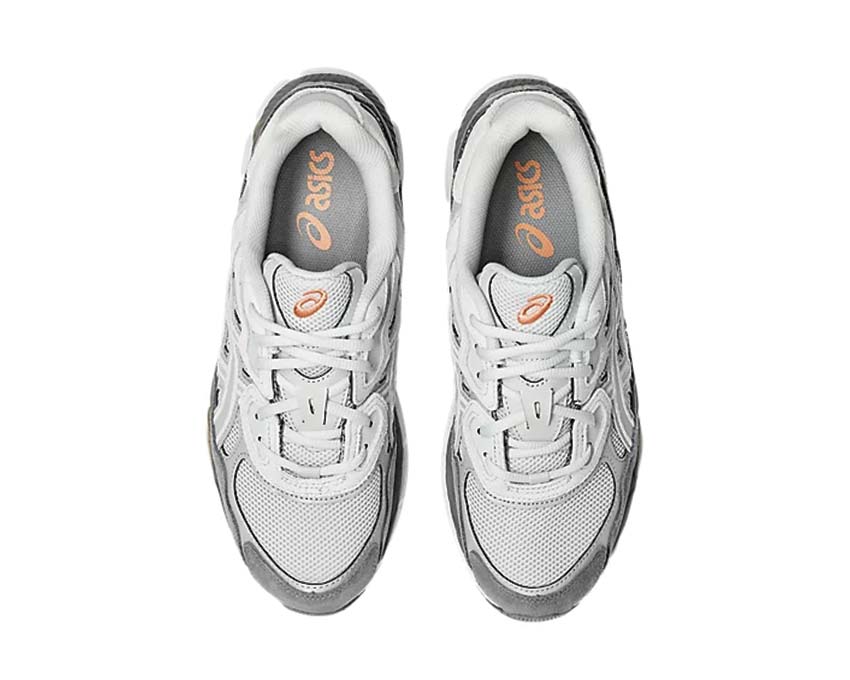 Asics Gel NYC Cloud Grey/Cement Grey détail — mesh et suède 90s