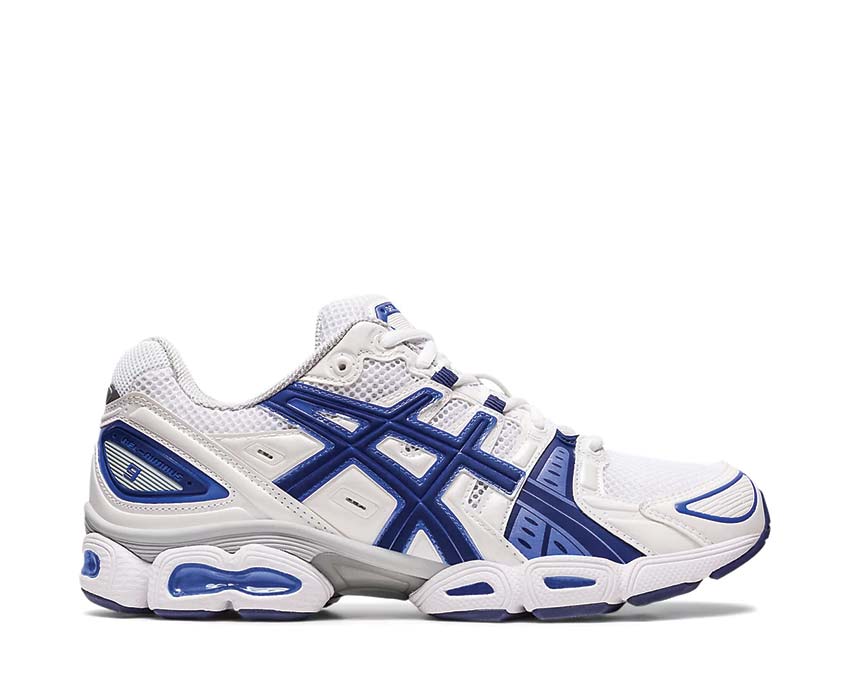 Asics Gel Nimbus 9 White/Indigo Blue — running mixte amorti Gel premium
