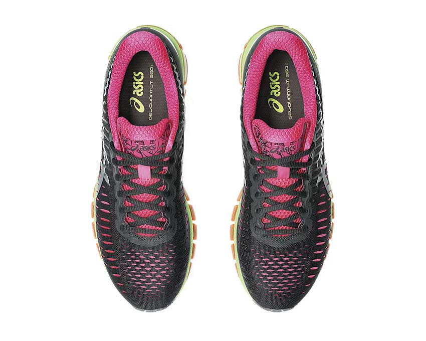 Asics Gel Quantum 360 I Graphite Grey Hazard Green détail — cage structurée