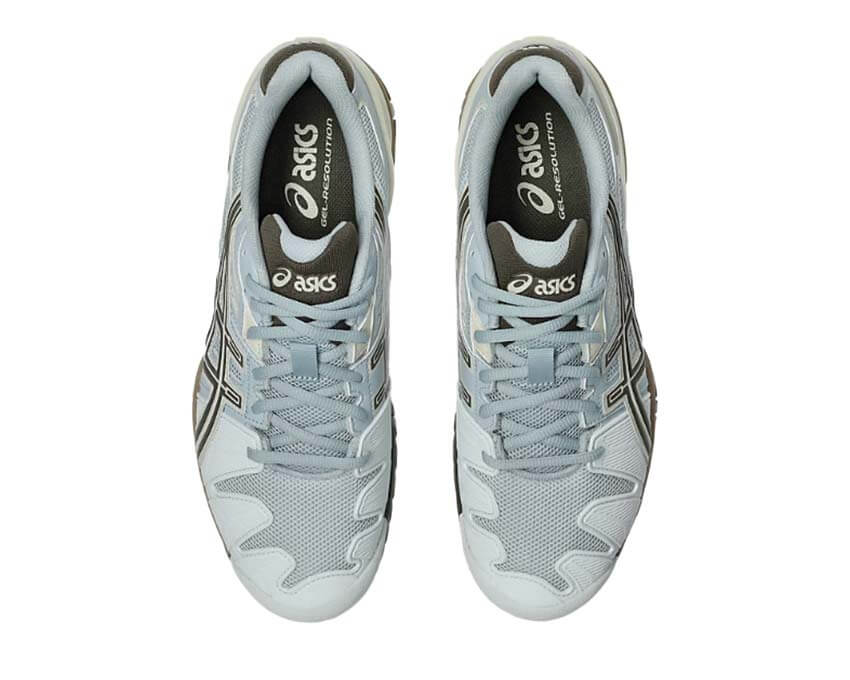 Asics Gel Resolution 5 Storm Cloud détail — design empiècements signature heritage tennis