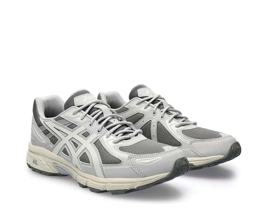 Asics Gel Venture 6 Clay Grey/Cream side view — trail mesh upper