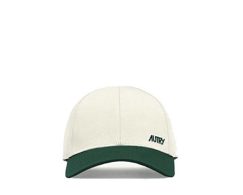 Autry Casquette Main Brodée Crème Vert — casquette bicolore coton premium streetwear