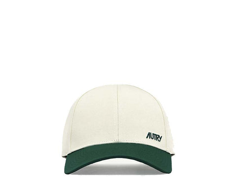 Autry Casquette Main Brodée Crème Vert — casquette bicolore coton premium streetwear