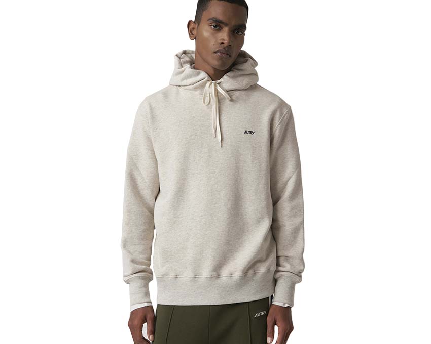 Autry Jersey Melange Hoodie embroidery detail — Autry logo embroidery premium marl jersey