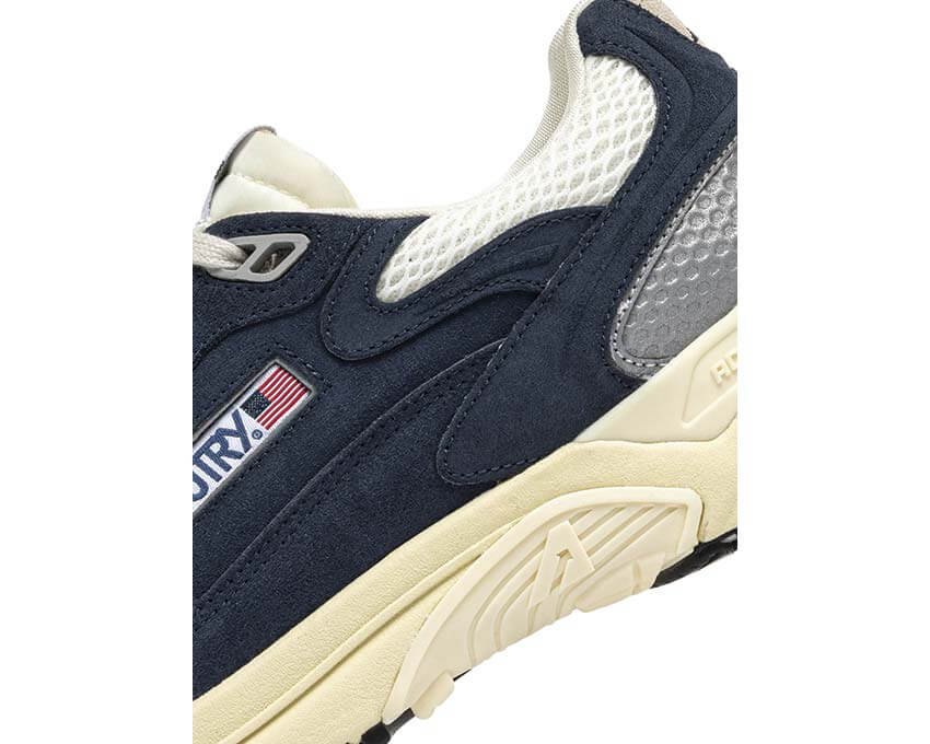 Autry Hyperway Low Blanc vue latérale — mesh blanc bicolore Hyperway