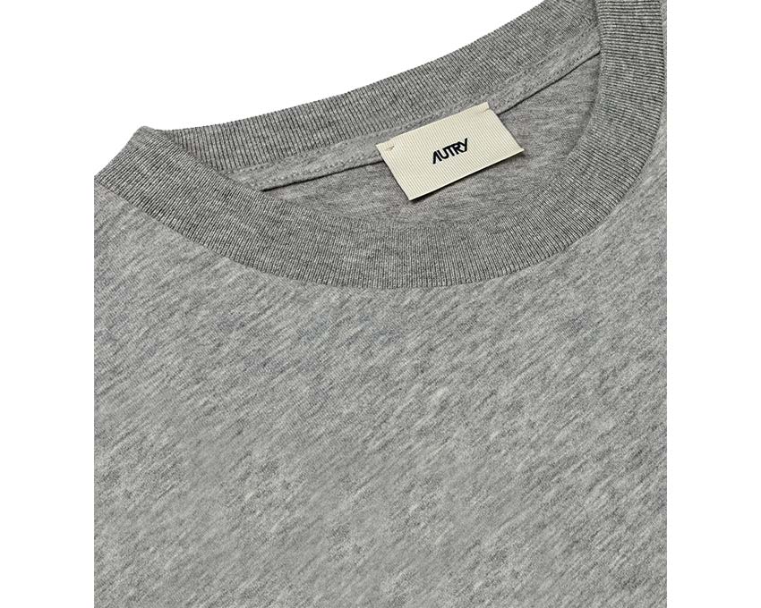 Autry T-Shirt Main Dark Melange détail — broderie logo chiné foncé