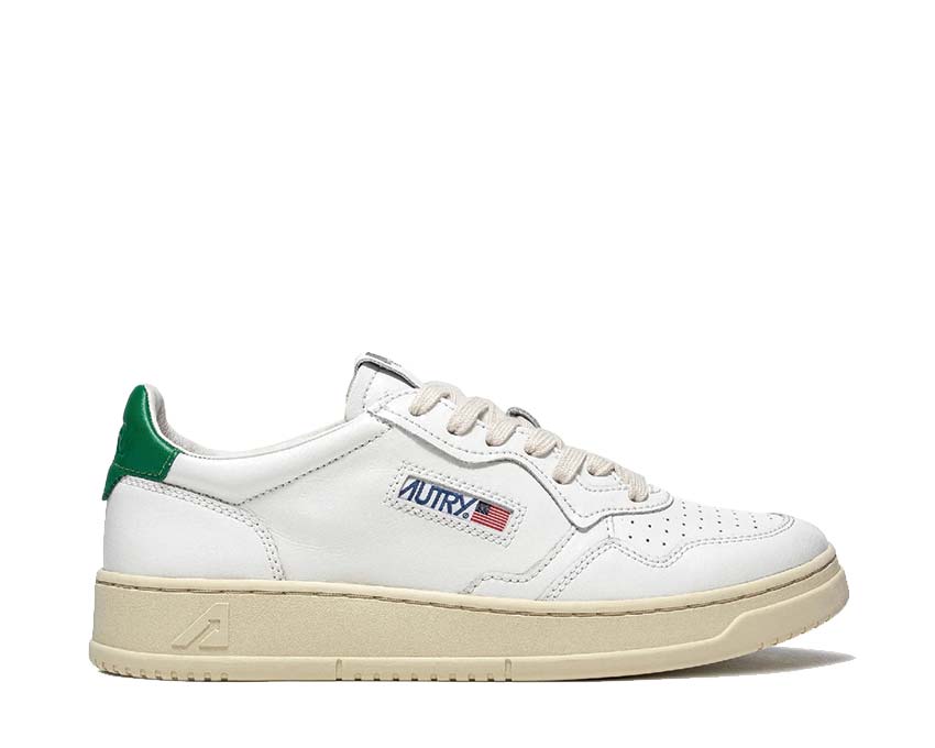 Autry Medalist Low White Green — sneakers homme cuir blanc vert bicolore lifestyle premium
