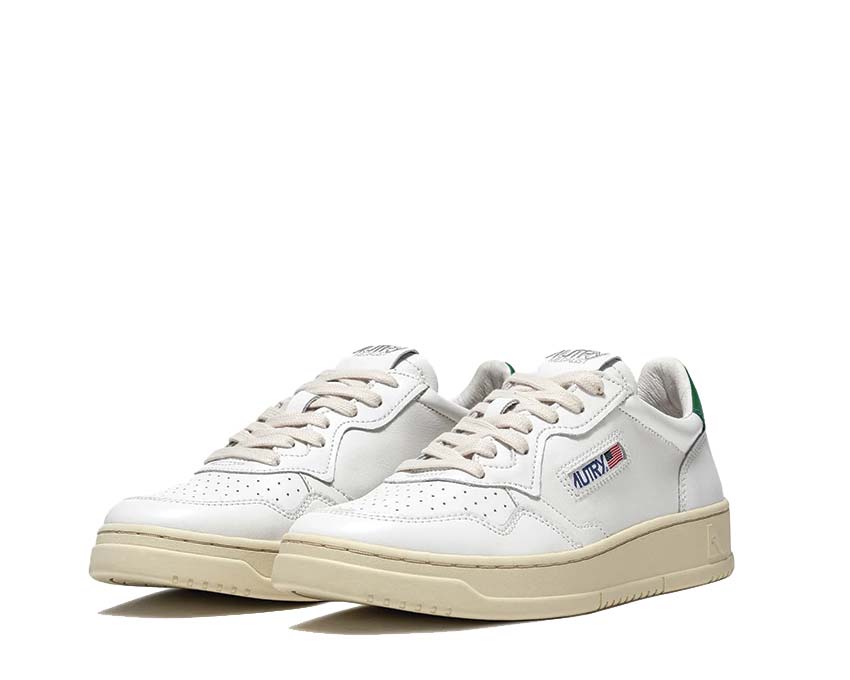 Autry Medalist Low White Green semelle — semelle vulcanisée blanche Medalist White Green