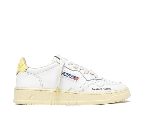 Autry Medalist Low W Lemon — sneaker femme cuir jaune citron pastel tennis rétro