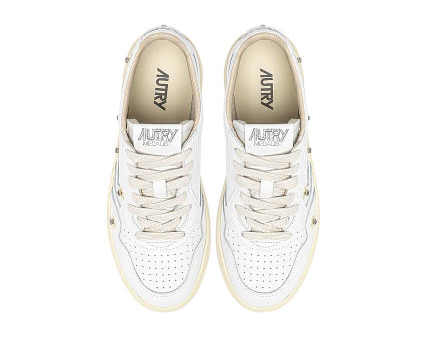 Autry Medalist Low Blanc Or dos — talon Medalist Low cuir blanc or