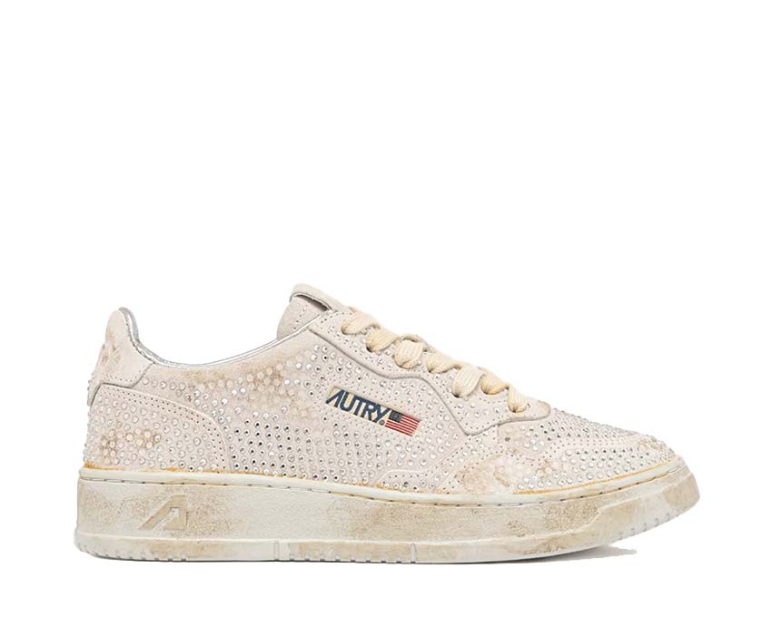 Autry Medalist Low W Cristal — sneaker femme cuir cristaux brillants luxe