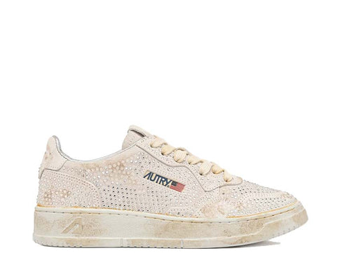 Autry Medalist Low W Cristal — sneaker femme cuir cristaux brillants luxe