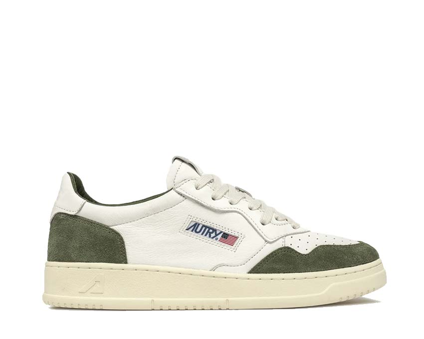 Autry Medalist Low Goat Suede White Military — Herren-Sneaker Leder Retro Sport