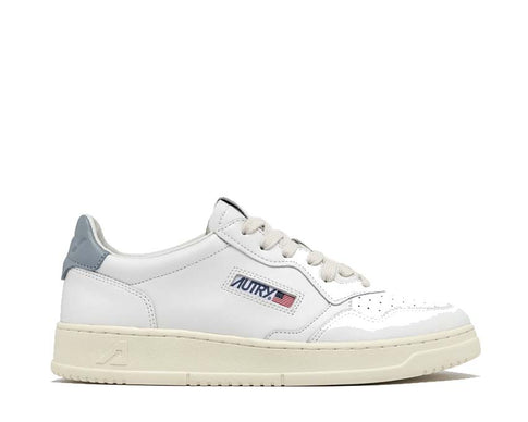 Autry Medalist Low W Leather White Silver Blue — women's sneaker leather retro sport