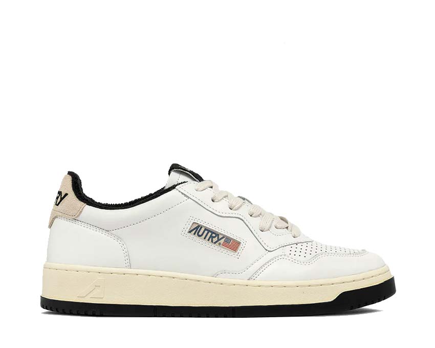 Autry Medalist Low Virgin Sponge White Black — Herren-Sneaker Leder Retro Sport