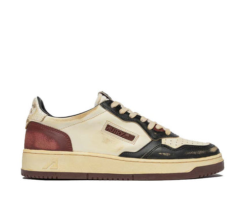 Autry Super Vintage Low Beige Syrah — Herren-Sneaker gealtertes Leder Retro Sport