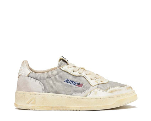 Autry Super Vintage Low Dragon Oat Grey White — men's sneaker leather dragon