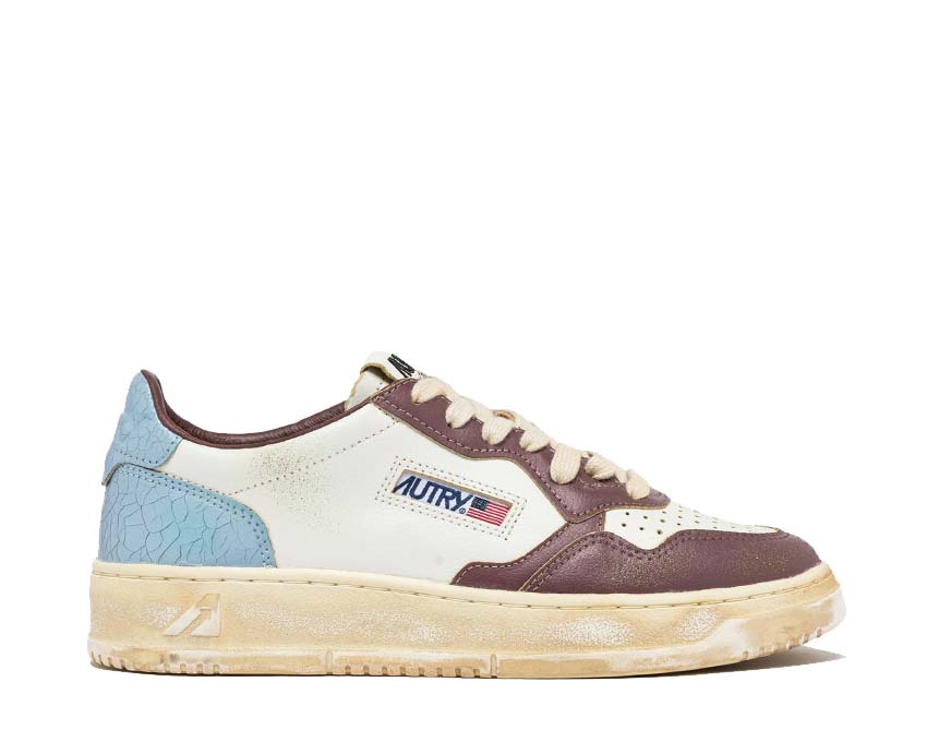 Autry Super Vintage Low Leat White Celestial Retro — Herren-Sneaker Leder
