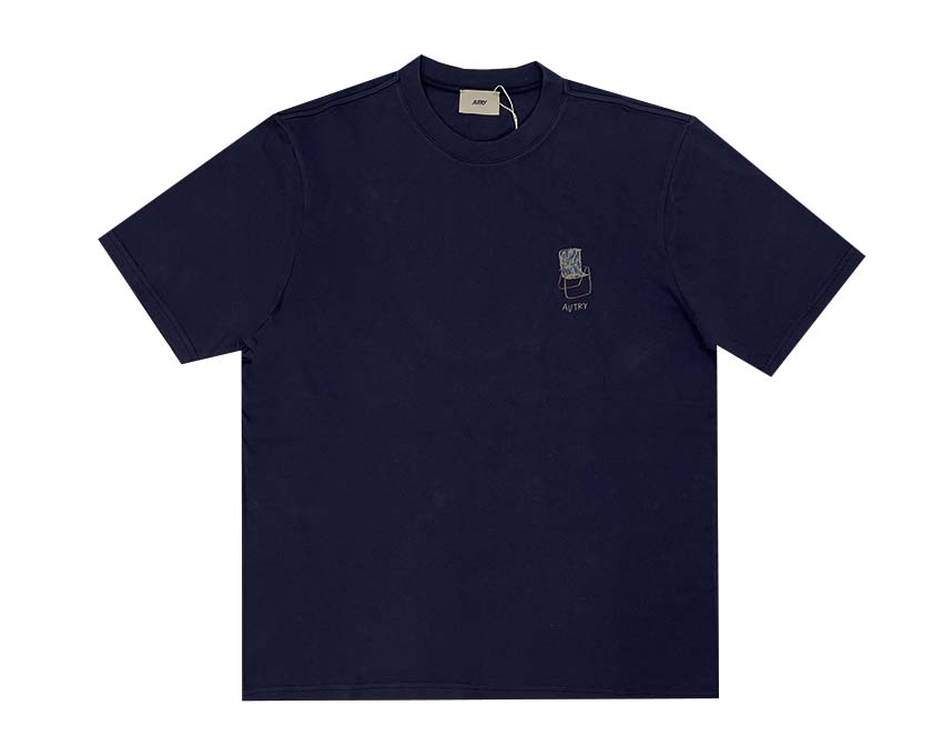 Autry T-Shirt Cotton Blue — t-shirt homme coton bleu logo brodé Autry