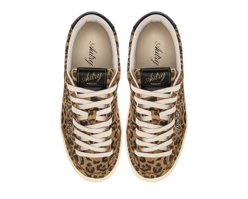 Autry Windscape Low Léopard dos — talon Windscape Low cuir léopard femme