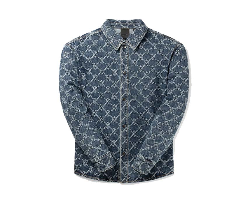 Daily Paper Rahul Shield Shirt Blue — men's shirt shield print cotton