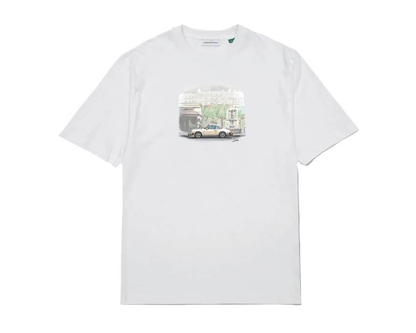 Edmmond Studios Chassing Classics blanc — t-shirt homme graphique en coton biologique